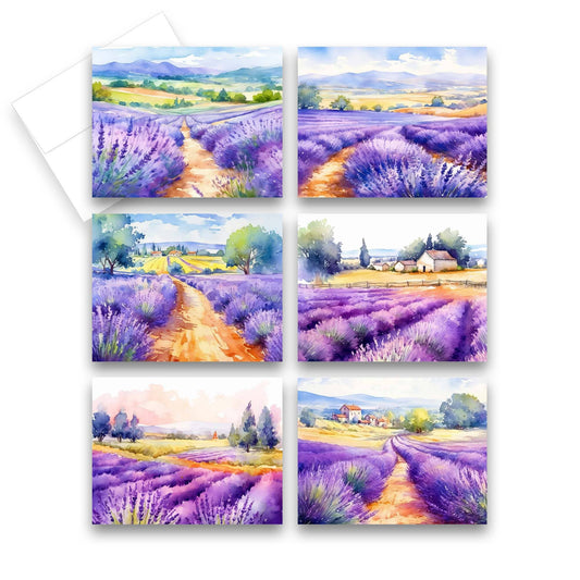 Assorted Lavender Fields Greeting Cards, Set of 6: Set of 6