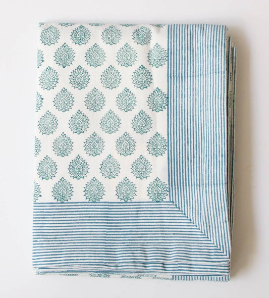 Cotton Tablecloth, Little Lotus Green