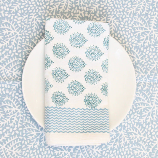 Set of Cotton Napkins, Little Lotus Blue