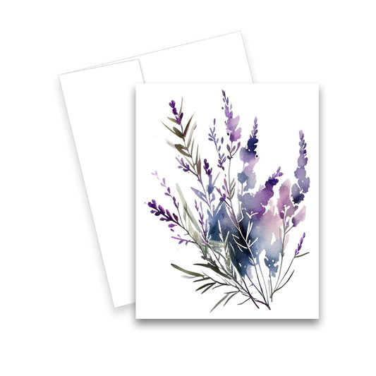 Lavender Notecard - Set of 1 or 4 - Greeting Cards: Set of 4