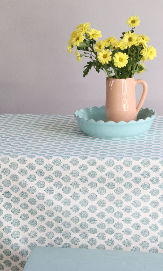Cotton Tablecloth, Little Lotus Green